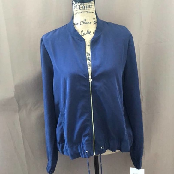 Ellen Tracy Blue Jacket Wind Breaker Zip Up Spring Fall Casual Size L - Picture 2 of 12